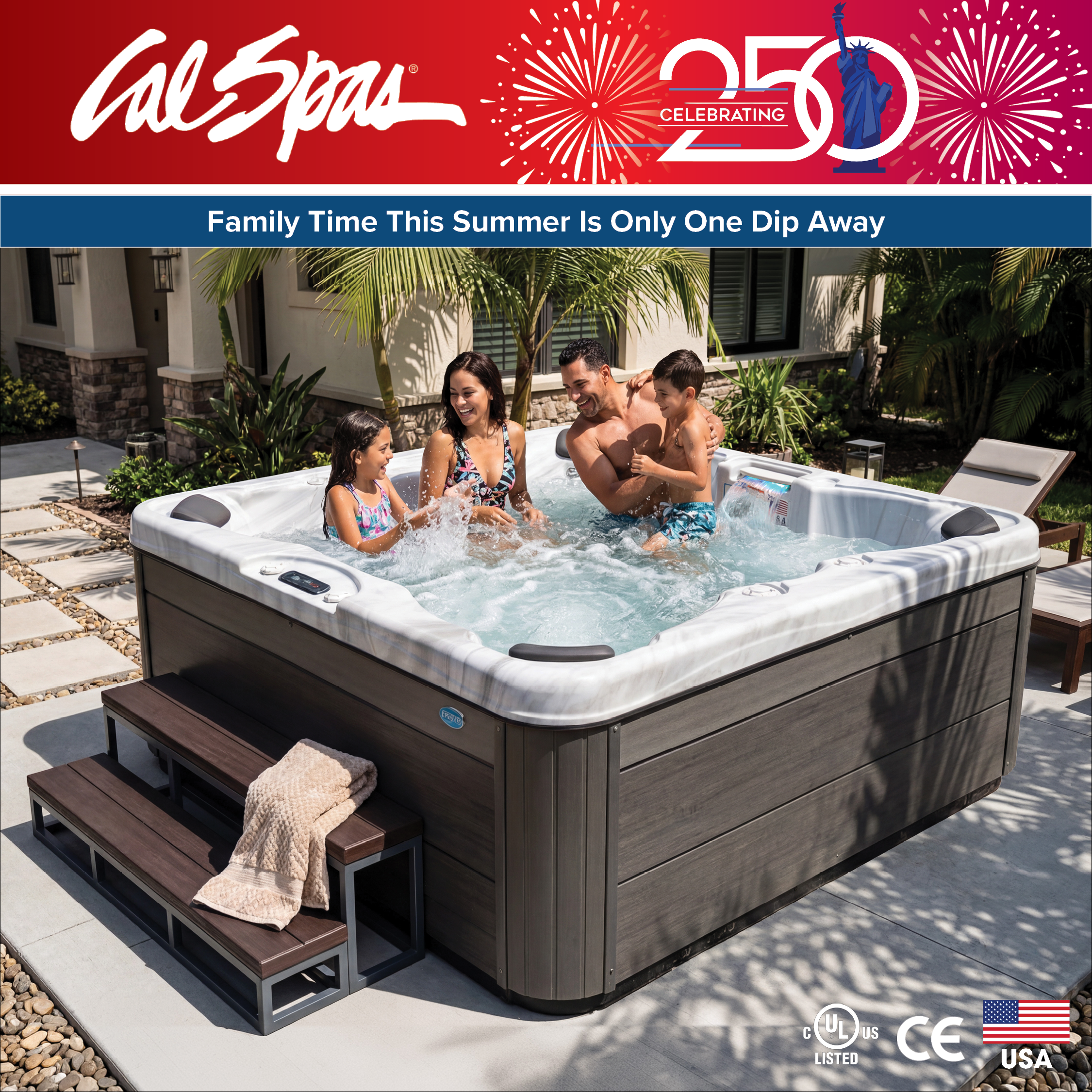 Calspas hot tub being used in a family setting - North Miami